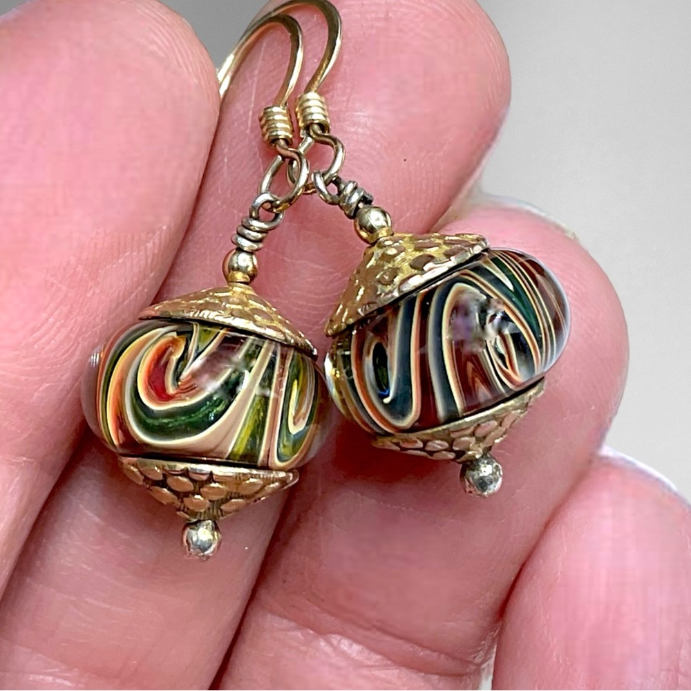 🌺Artisan Gold Filled Blown Glass Earrings